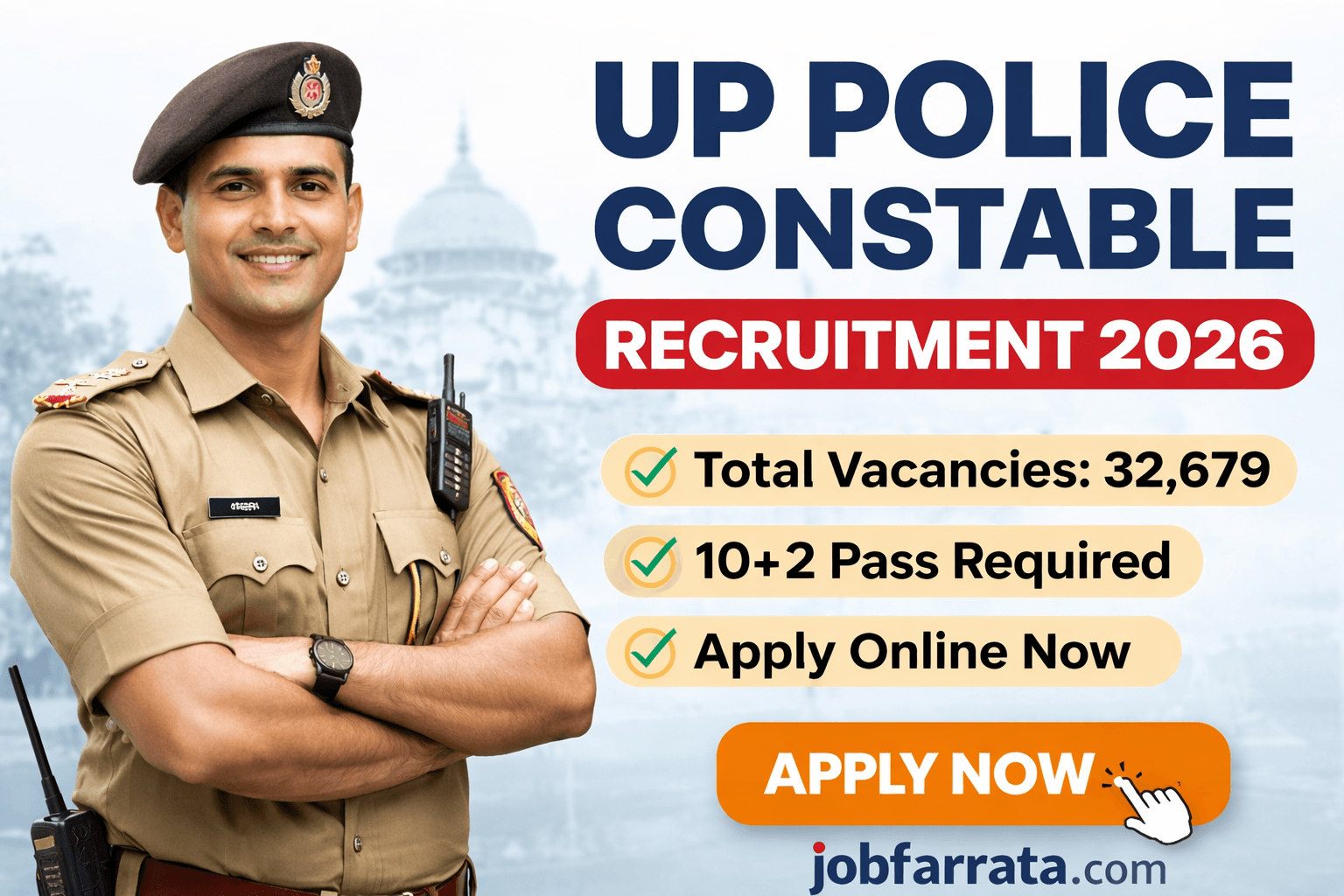 UP Police Constable Recruitment 2026 featured image – 32679 vacancies | jobfarrata.com