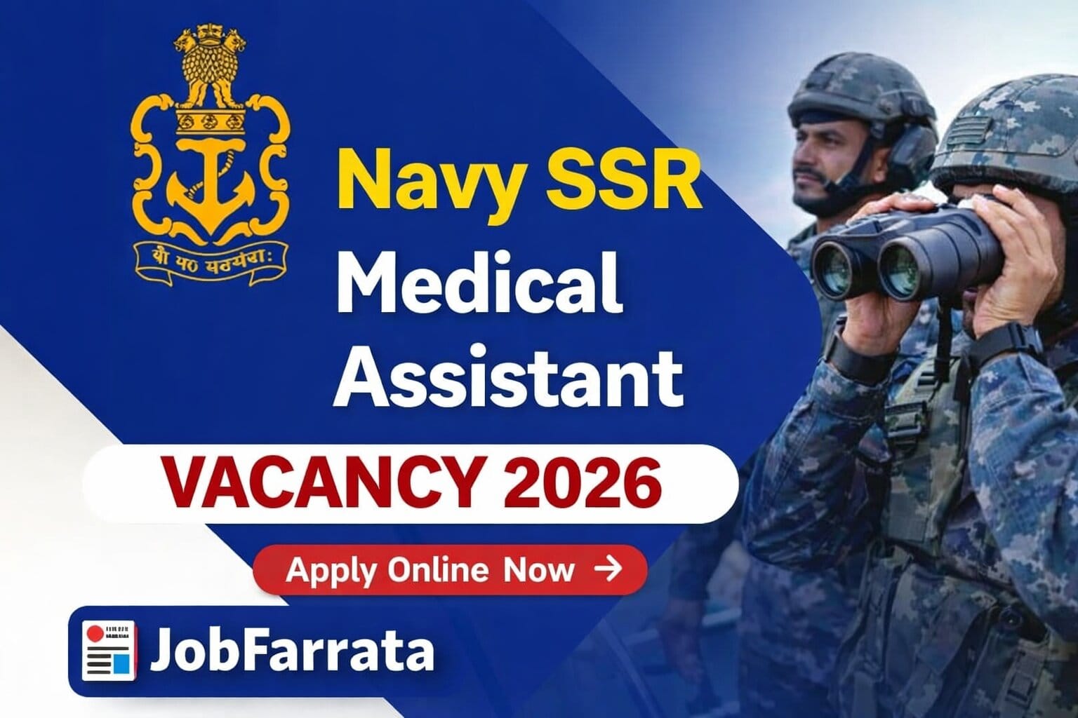 Navy SSR Medical Assistant Vacancy 2026 recruitment banner for INET 02/2027 batch showing Indian Navy medical assistant job notification